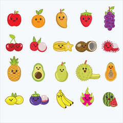 cute fruits pack icon 