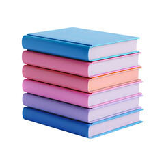 Colorful stack of books with pastel covers, isolated on white background. Ideal for education and knowledge-related content.