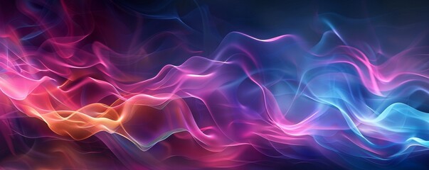Obraz premium Colorful abstract smoke waves on dark background