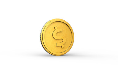 Realistic 3D illustration of dollar, coin, cash, business, investment, economy and finance. World currency gold coin illustration png image. Dollar coin with white background.