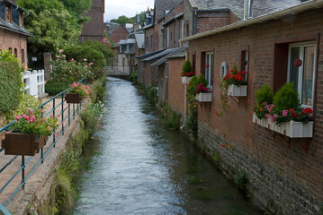 Riviére la Veules, plus petite riviére de France, Veules les Roses, 76, Normandie, Seine Maritime, France