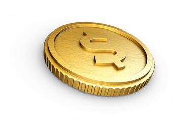 Realistic 3D illustration of dollar, coin, cash, business, investment, economy and finance. World currency gold coin illustration png image. Dollar coin with white background.