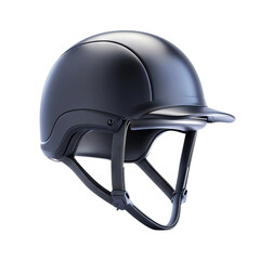 Fototapeta premium Sleek black equestrian helmet with a modern design and sturdy construction for rider protection and style, isolated on a white background.