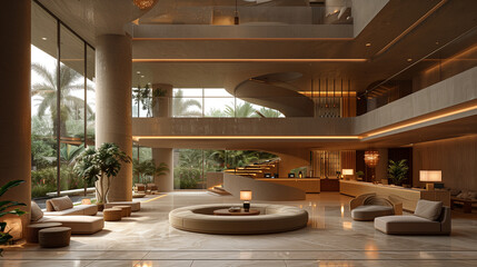 Fototapeta premium Modern and elegant hotel lobby interior