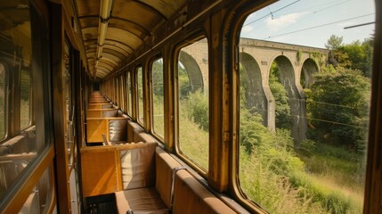 Obraz premium As the train rumbled over a bridge ancient aqueducts could be seen still standing strong.