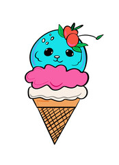 Ice cream illustration funny ice 