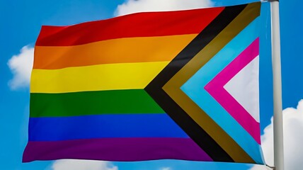 Rainbow pride flag, lgbtq diversity Intersex inclusive progress pride flag, pride month, gay community and freedom concept, for design and multimedia content