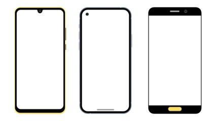 Mobile Screen Mockup With white background. Mobile Screen 3 type mobile illustration design 