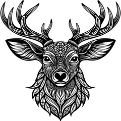 antler head, deer head illustration
