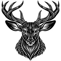 antler head, deer head illustration
