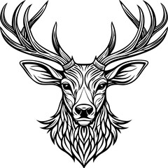 antler head, deer head illustration
