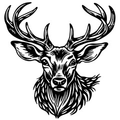 antler head, deer head illustration
