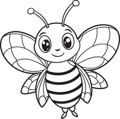 Cute Bee Doodle Coloring Cartoon Character
