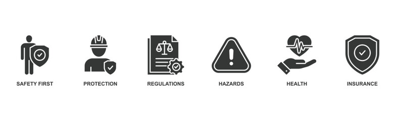Work safety banner web icon vector illustration for occupational safety and health at work with icon