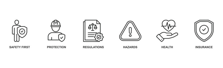 Work safety banner web icon vector illustration for occupational safety and health at work with icon