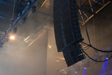 Industrial audio speakers in the venue