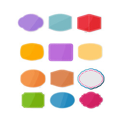 A set of colorful labels in a simple flat design style with a white background and vector illustrations