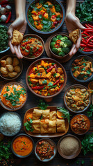 Collection of traditional tha spices and seasonings