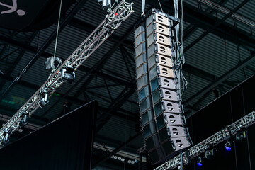 Industrial audio speakers in the venue