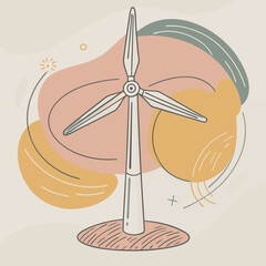 Wind Turbine, energy efficiency wind turbine illustration