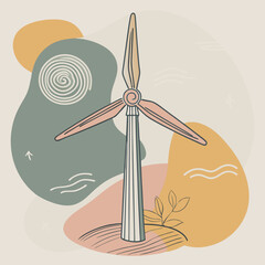 Wind Turbine, energy efficiency wind turbine illustration