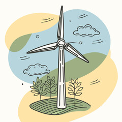 Wind Turbine, energy efficiency wind turbine illustration