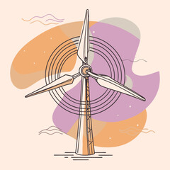 Wind Turbine, energy efficiency wind turbine illustration