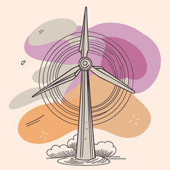 Wind Turbine, energy efficiency wind turbine illustration