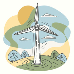 Wind Turbine, energy efficiency wind turbine illustration