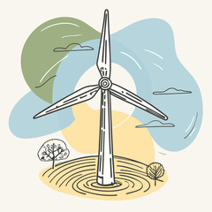 Wind Turbine, energy efficiency wind turbine illustration