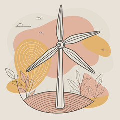 Wind Turbine, energy efficiency wind turbine illustration