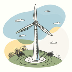 Wind Turbine, energy efficiency wind turbine illustration