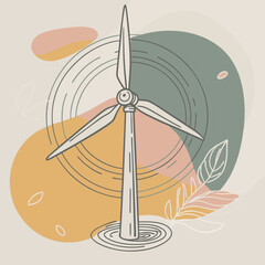 Wind Turbine, energy efficiency wind turbine illustration
