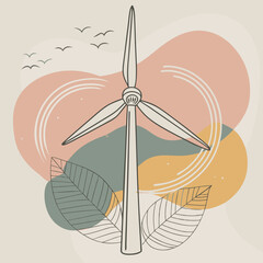 Wind Turbine, energy efficiency wind turbine illustration