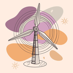Wind Turbine, energy efficiency wind turbine illustration