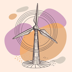 Wind Turbine, energy efficiency wind turbine illustration