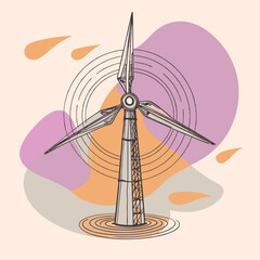 Wind Turbine, energy efficiency wind turbine illustration