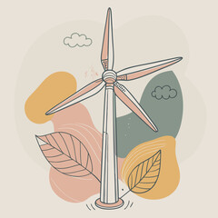 Wind Turbine, energy efficiency wind turbine illustration