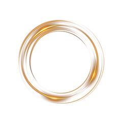 Golden or yellow magical fantasy portal. Round light frame, with fine dust particles, futuristic teleporter. Golden neon lights illuminate night scene with sparkles. Lighting effect. PNG.