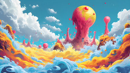 Obraz premium a painting of an octopus swimming in the ocean