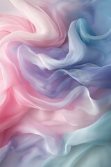 Obraz premium Pastel Silk Fabric Background with Soft Flowing Texture in Pink, Blue, and Purple Shades.