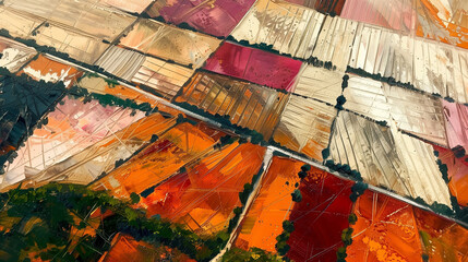 view of the field, Oil painting effect