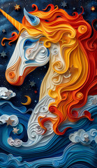 illustration of a horse in the night