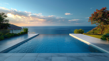 Obraz premium swimming pool in hotel by the beach