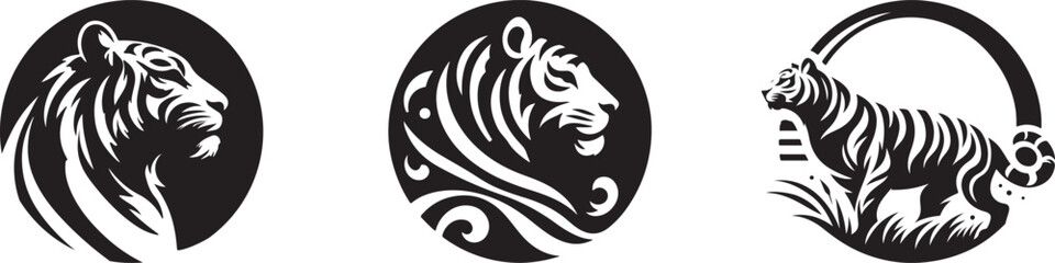 tiger head silhouette vector art logo