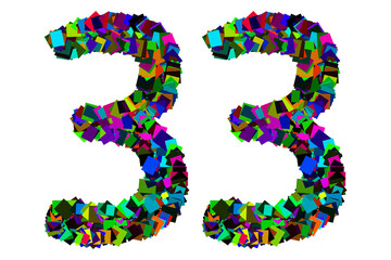 Colorful number 33 for math concept