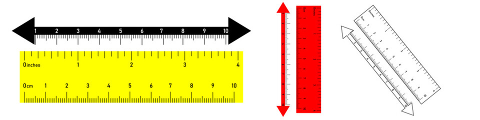 Both side ruler with scales in centimeters and inches vector illustration.