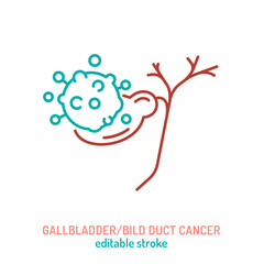 Gallbladder, bild duct cancer icon. Outline medical sign.