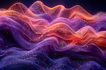 Colorful Abstract Waves with Sparkling Particles Digital Art for Modern Design, Poster, Background
