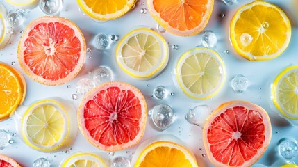 Fototapeta premium Citrus Slices with Bubbles